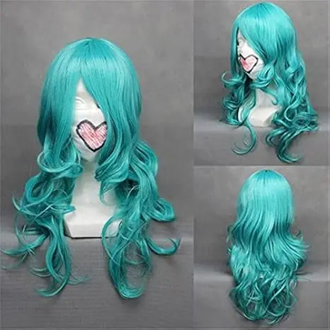 Blue Long Wavy Synthetic Hair Perucas Halloween Costume Wigs for Women Bleach Neliel Tu Oderschvank Cosplay Wig