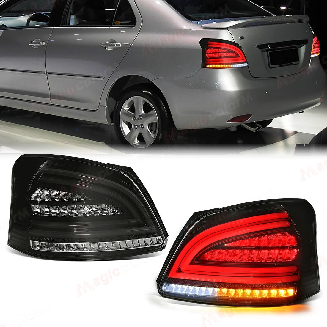 

2 шт. для Toyota Vios 2008 2009 2010 2011 2012 2013 задние фонари заднего стоп-сигнала поворота задние фонари автомобиля задний фонарь в сборе