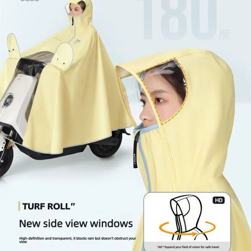 New transparent raincoat for electric scooters, long full-body rain protection for adults, thickened and enlarged for riding use