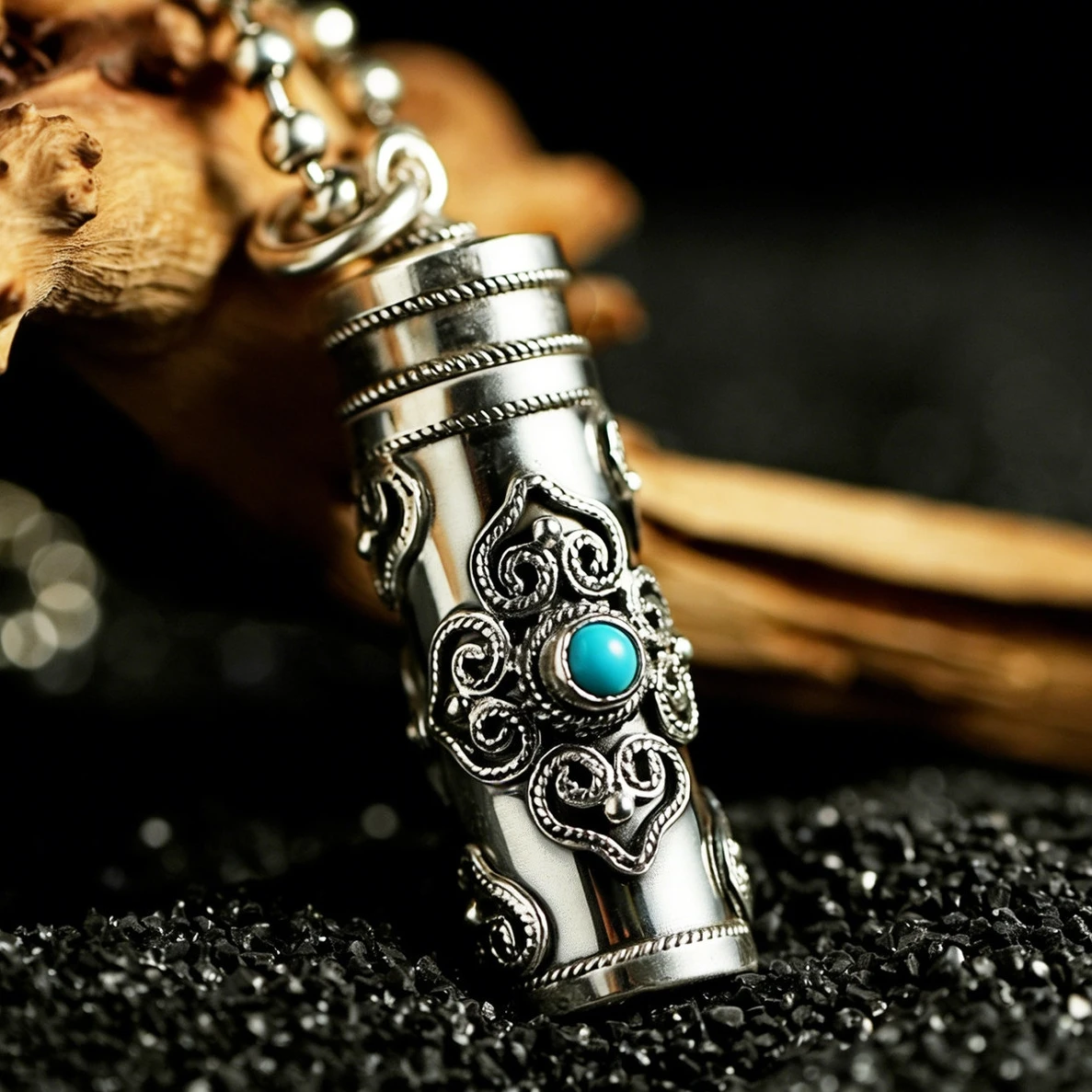 Ethnische Relief-Vajra-Stößel-Halskette für Herren – Schmuck mit Segens-Gau und buddhistischer Schrift – Anhänger für Männer – Choker-Accessoires – Detail 2