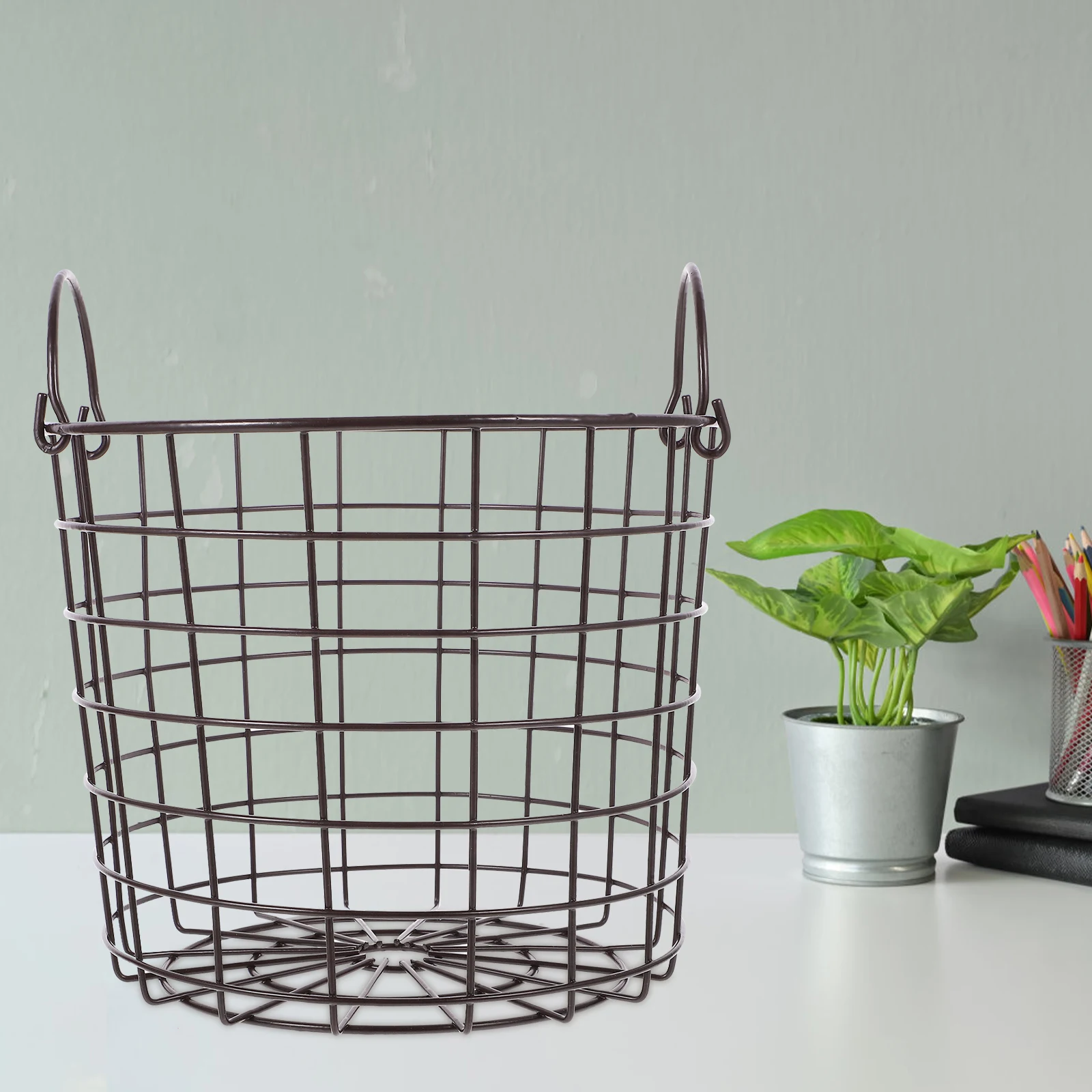 

Laundry Basket Storage Baskets Wire Vintage Farmhouse Iron Hampers Dirty Basket With Handle Reusable Clothes Household Solutions
