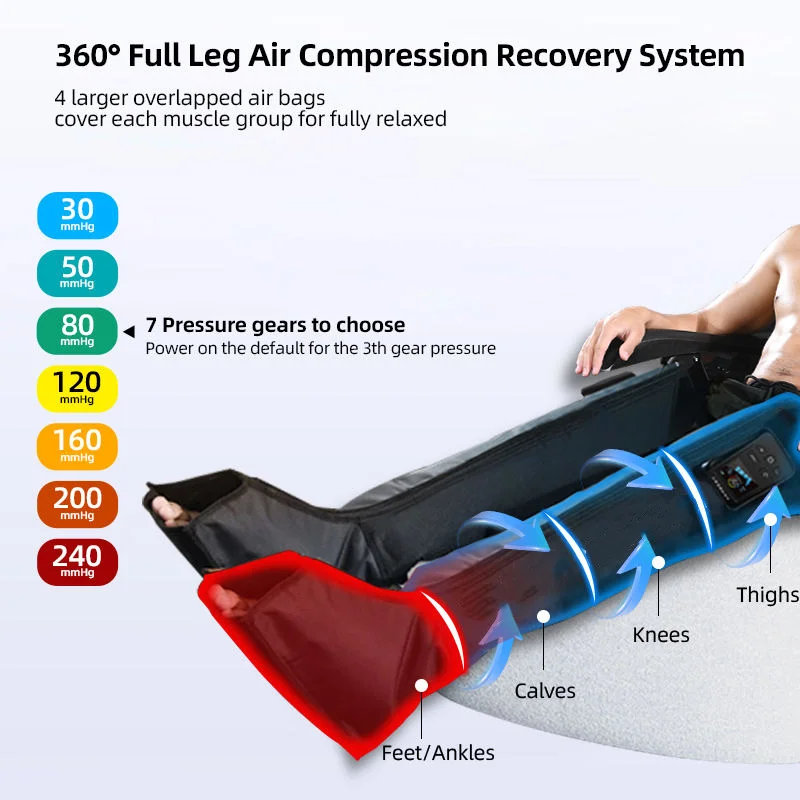 무선 3200mAh 배터리 공기압 마사지기 스포츠 회복 개별 제어 에어백 부츠 발 다리 마사지기 에어랩
