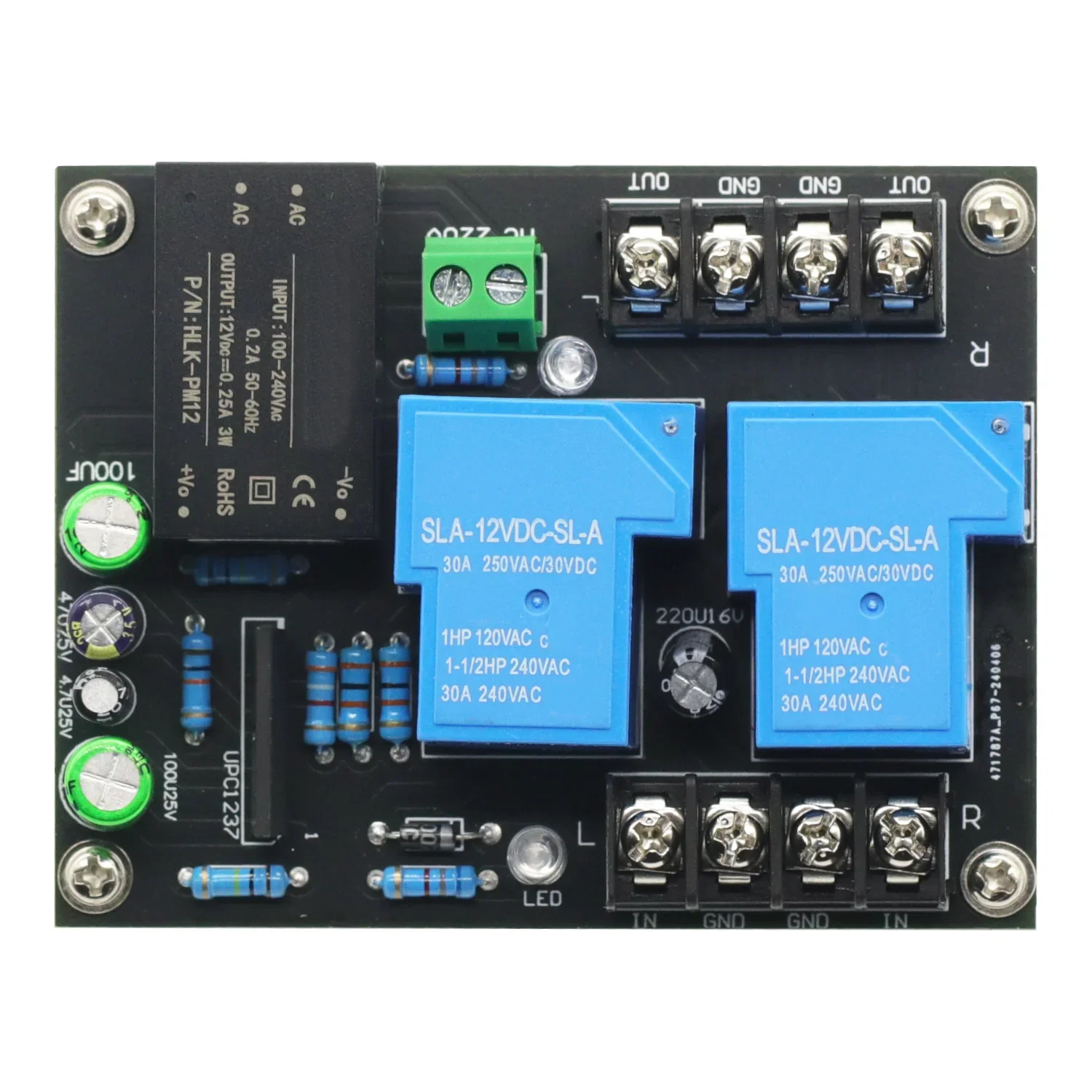 UPC1237 30A Audio Amplifier Speaker Protection Board With Power Integrated AC 85V-265V