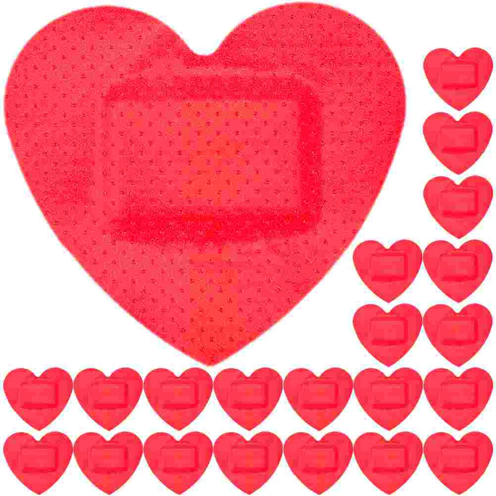 60 Pcs Heart Wound Stickers Breathable Bandages Patches Shaped Care Adhesive Nail