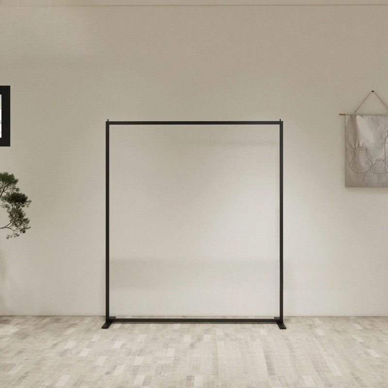 Clothing store display rack, black clothes rack, stainless steel side hanging rack, simple floor-to-ceiling movable