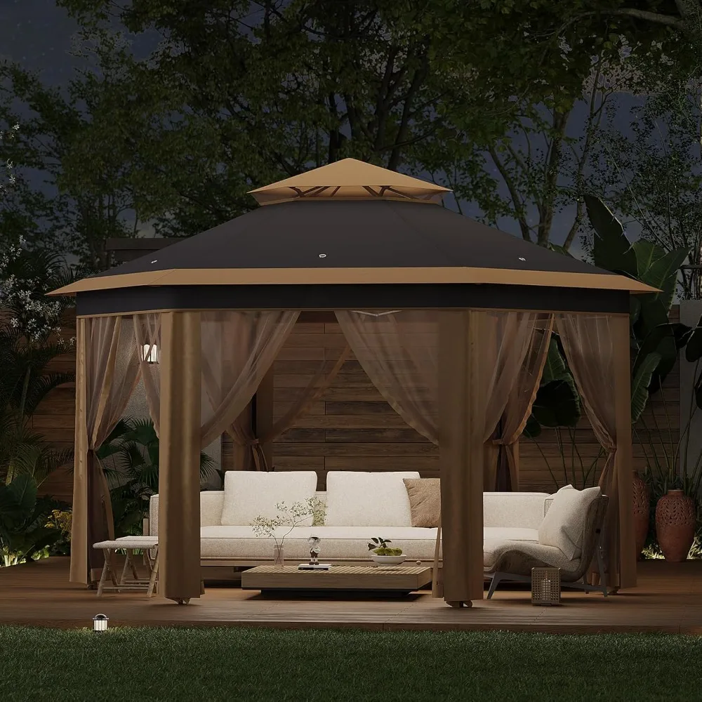 

13' x 13' Pop-Up Gazebo Canopy Tent with Zippered Mesh Sidewalls and Carrying Bag, Event Tent Shelter for Patio Garden Backyard,