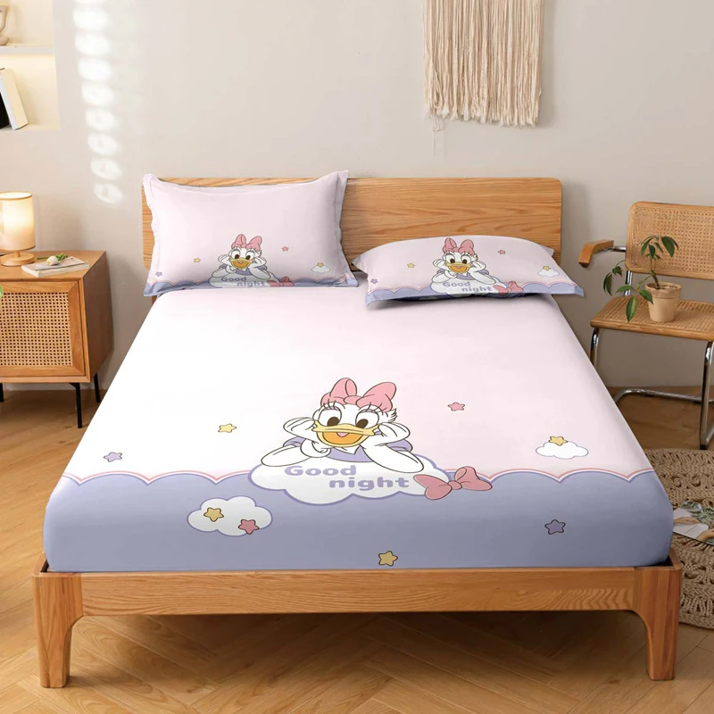 1 cartoon cute Daisy Duck pattern digital printed frosted Fitted Sheet,bedroom printed bed cover,bedding(No pillowcase)