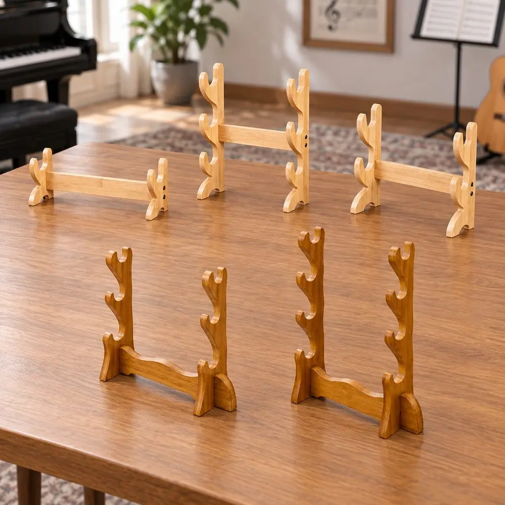 Wooden Katana Display Stand Tabletop Japanese Samurai Sword Rack Single Selected Straight or Curved One Two Three or Four Tier