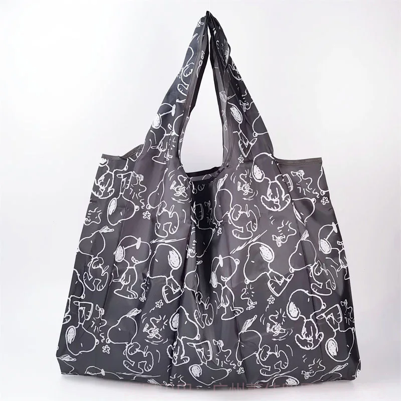 Bolso de hombro con estampado de Snoopy de dibujos animados para mujer, bolsa de compras de supermercado de gran capacidad, bolso de viaje de