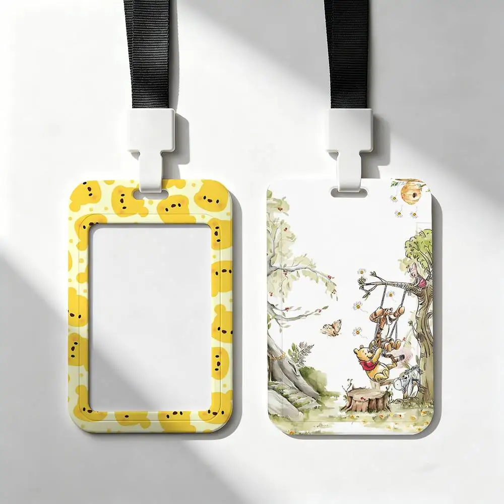 Cute P-Pooh B-Bear And His Friends Card Holder Neck Strap Pendant Door Badge Holder Lanyards Keychain Work Credential Case Gift