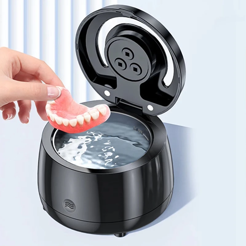 Teeth Cleaning Pod Retainer Cleaner Powerful Portable Dentures Cleaner UVC Professional Jewelry Cleaning Machine US Plug-A46I