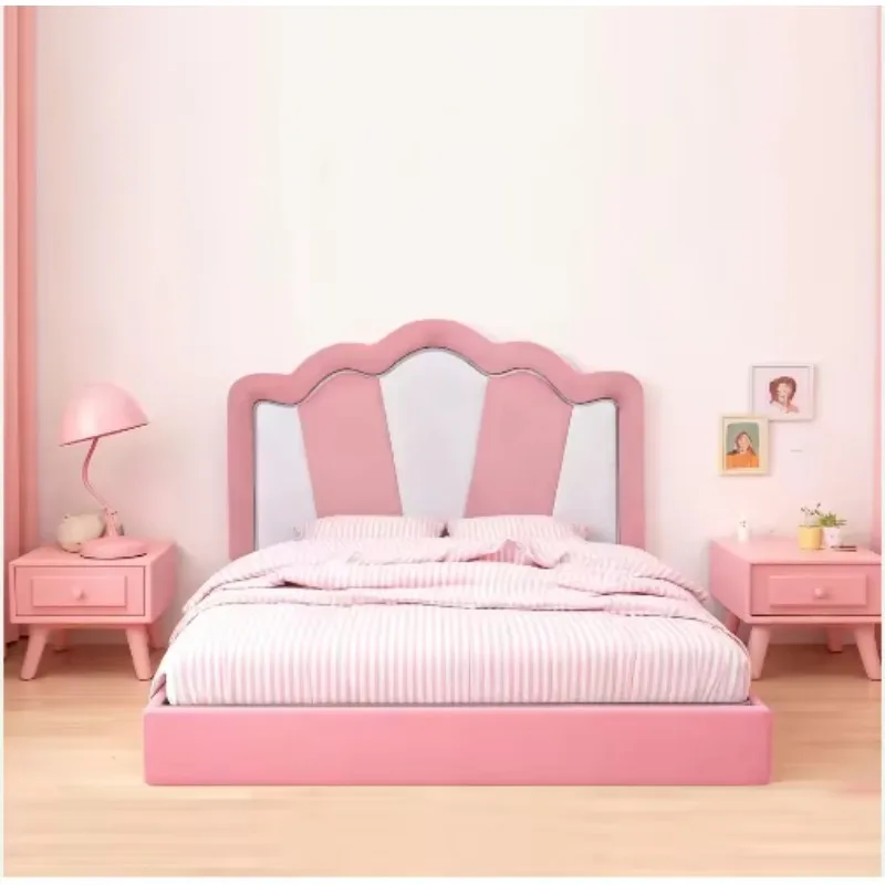 Cute Princess Cartoon Kids Single Bed Frame Modern Anti-Collision Comfortable Children Bedroom Furniture