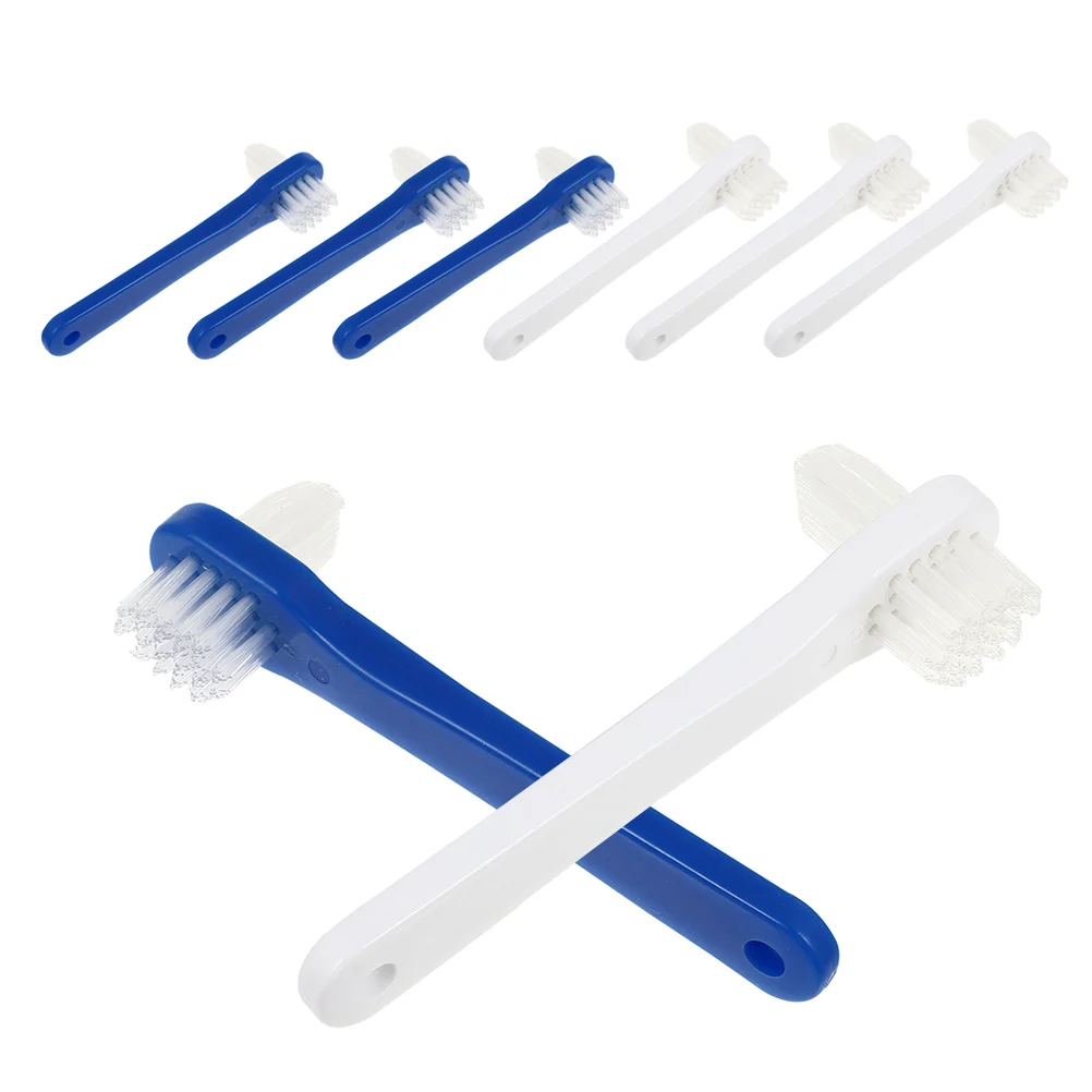 8 Pcs Double Headed False Toothbrush Cleaning Travel Retainer Replace Dual Plastic Mini