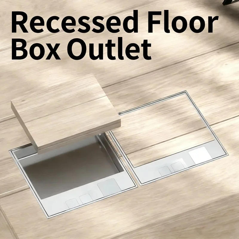 Recessed Floor Box Outlet, Hidden Built-in Socket, EU FR US Standard 240V Power USB HDMI Data RJ45 XLR Socket, 130mm x 130mm