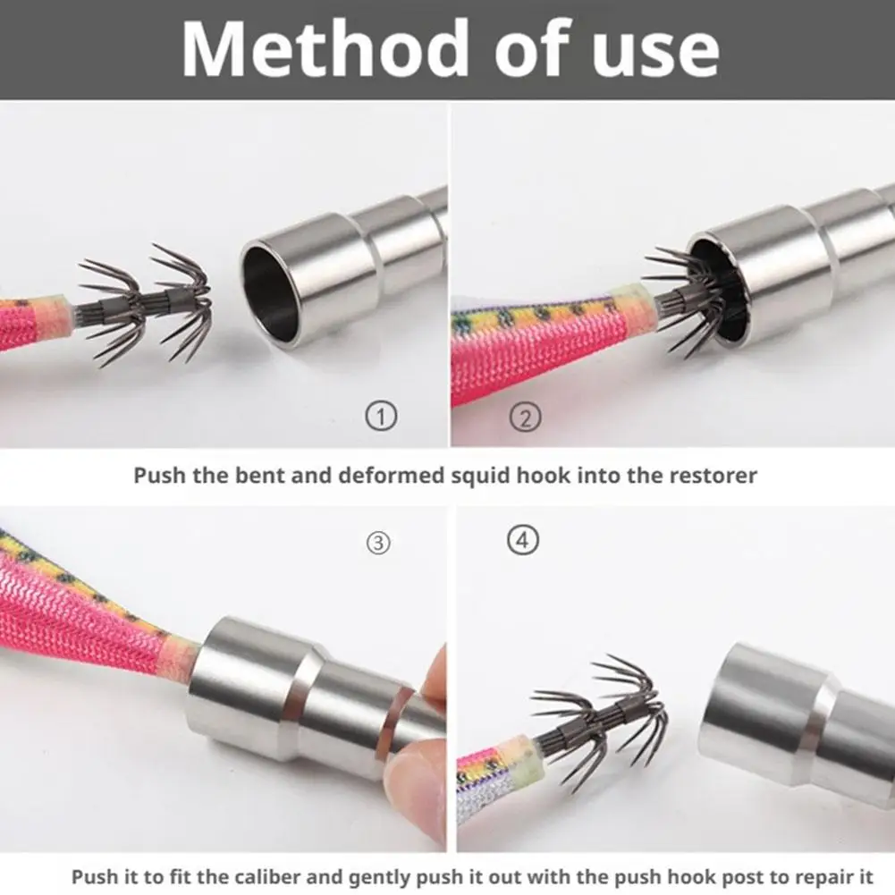 الفولاذ المقاوم للصدأ الحبار هوك مصحح خشبي الروبيان أداة إصلاح الحبار هوك مستقيم خفيفة الوزن صيد السمك التبعي #5