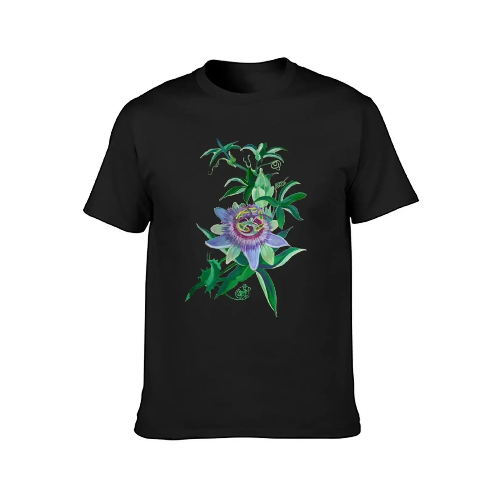 Passion Flower Blossom Cut Out T-Shirt T-shirts oversize cotton man t-shirts mens clothing