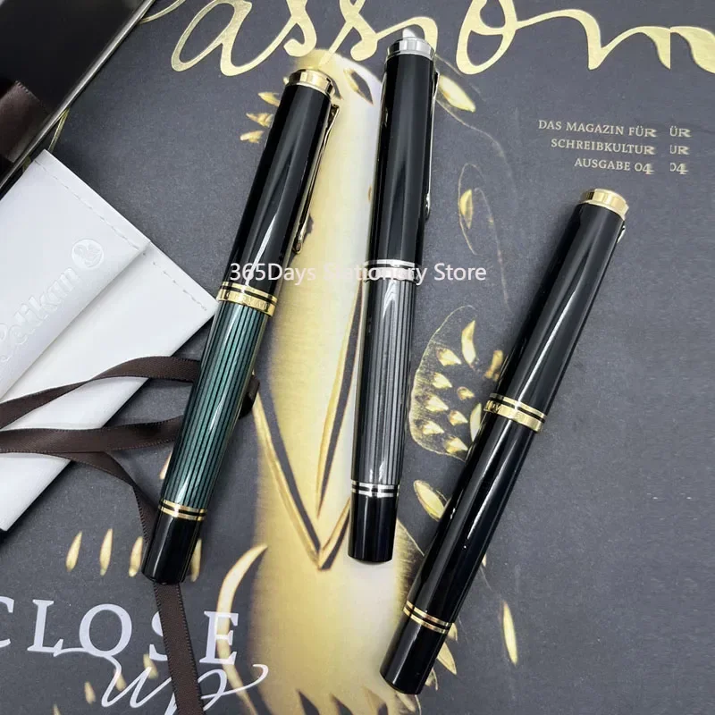 

German Original Pelikan M1000 18K Gold Nib Fountain Pen Black Green Strip Blue Strip Emperor Series Soveran Business Gift