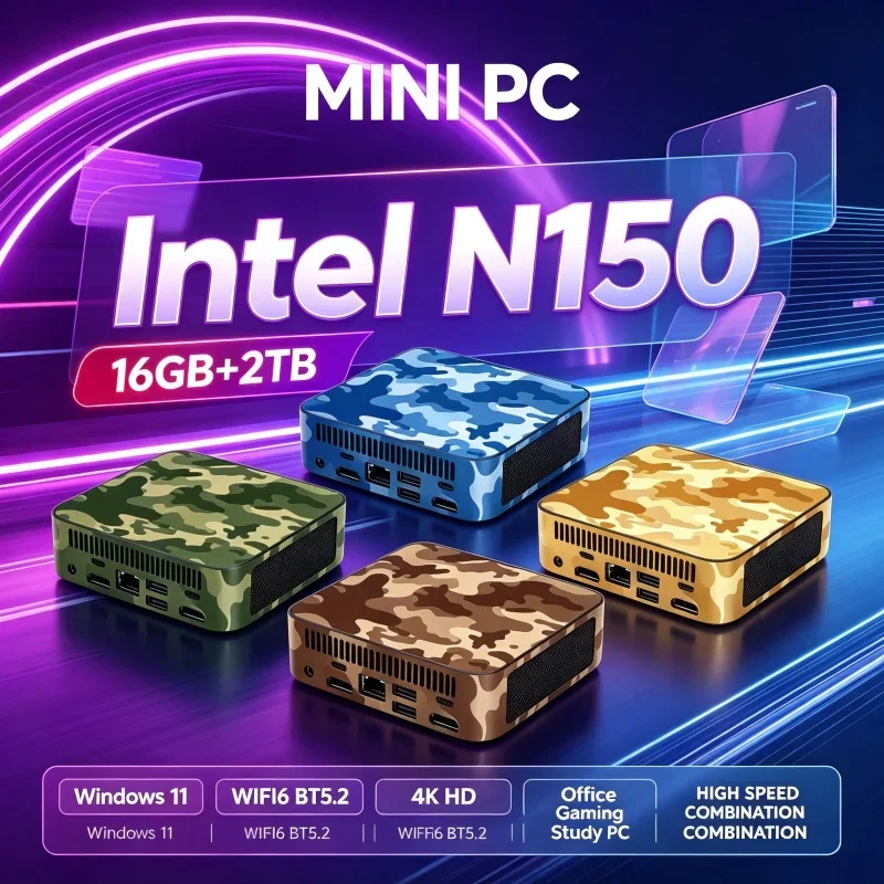 New Intel N150 Mini PC 16GB RAM 1TB/2TB SSD Pre‑Installed Windows 11 WiFi6 BT5.2 Compact Host For Home Office Entertainment Use