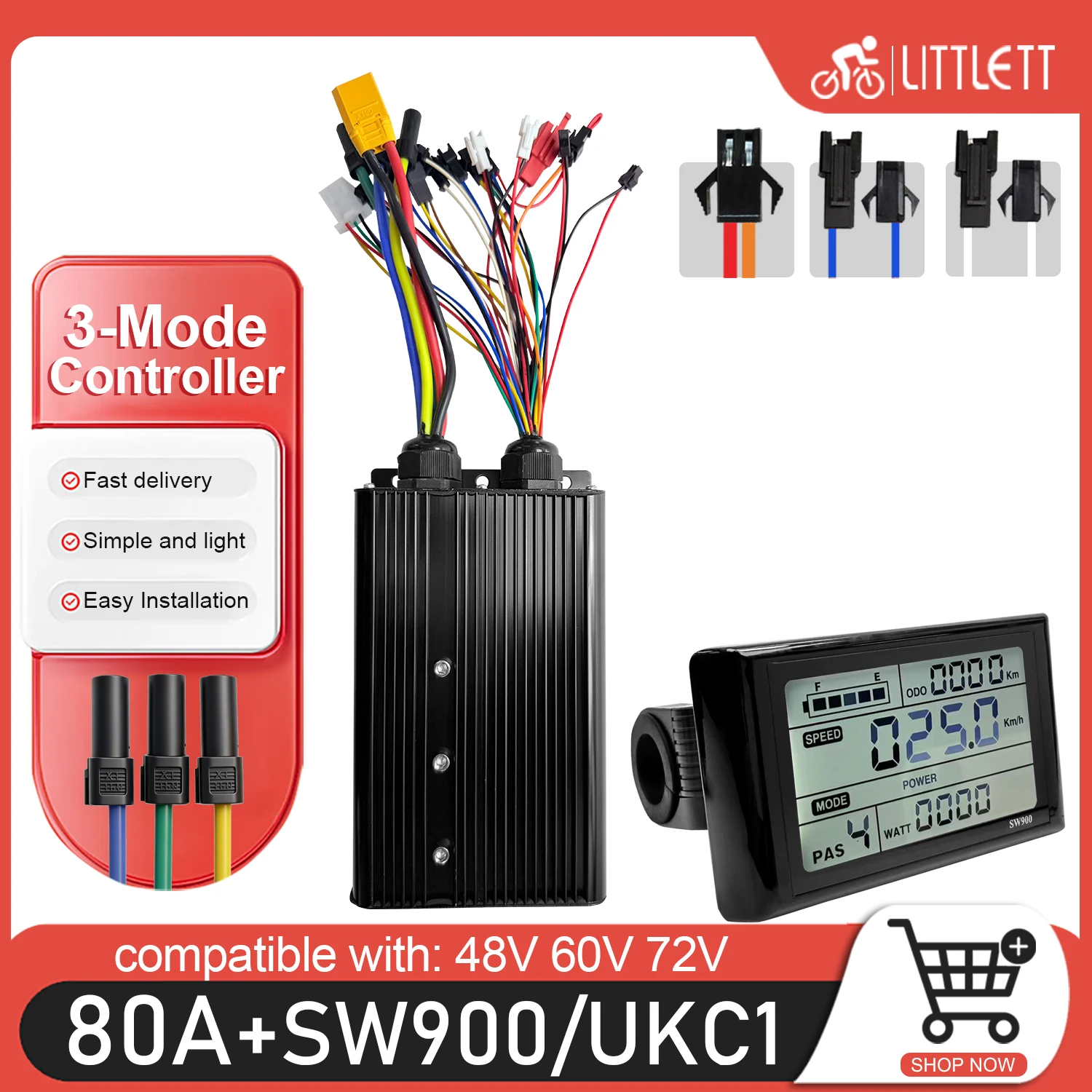 Ebike Brushless Motor Sine Wav - Sine Wave Controller 48V 72V 80A recension och pris