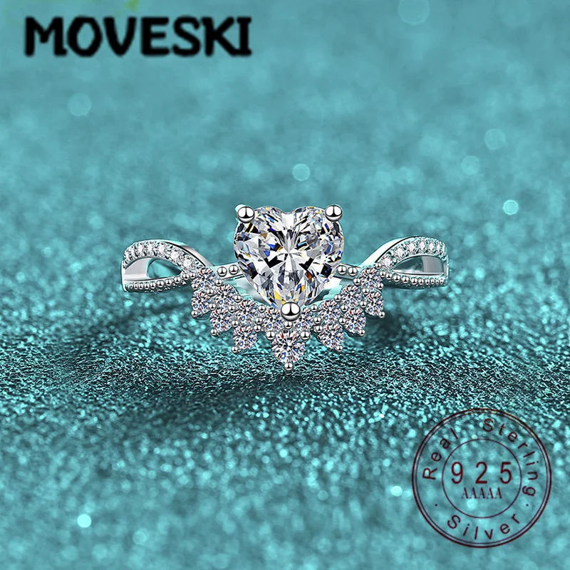 

Кольцо с муассанитом в форме сердца 1 карат для женщин | Кольцо-обещание с крыльями ангела из серебра 925 пробы | Обручальное кольцо с покрытием из белого золота 18 карат