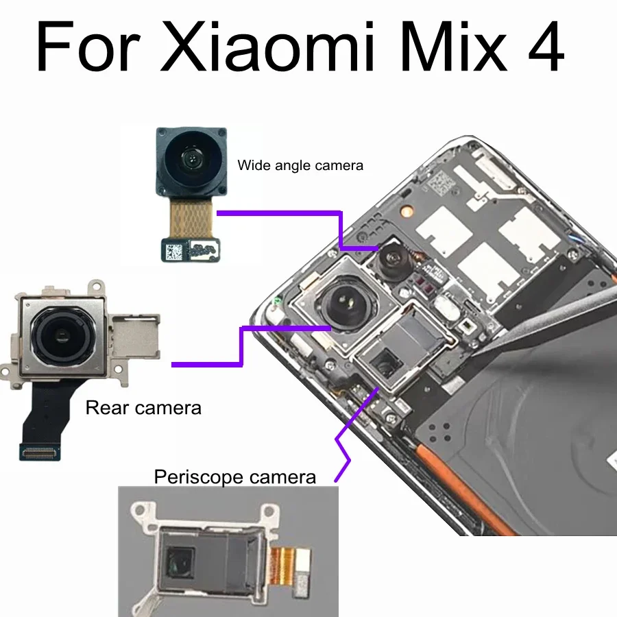 Mix 4 Front & Back Camera For Xiaomi Mix4 Facing & Rear Ultra wide angle Camera Connector Periscope Module Flex Cable Replacem