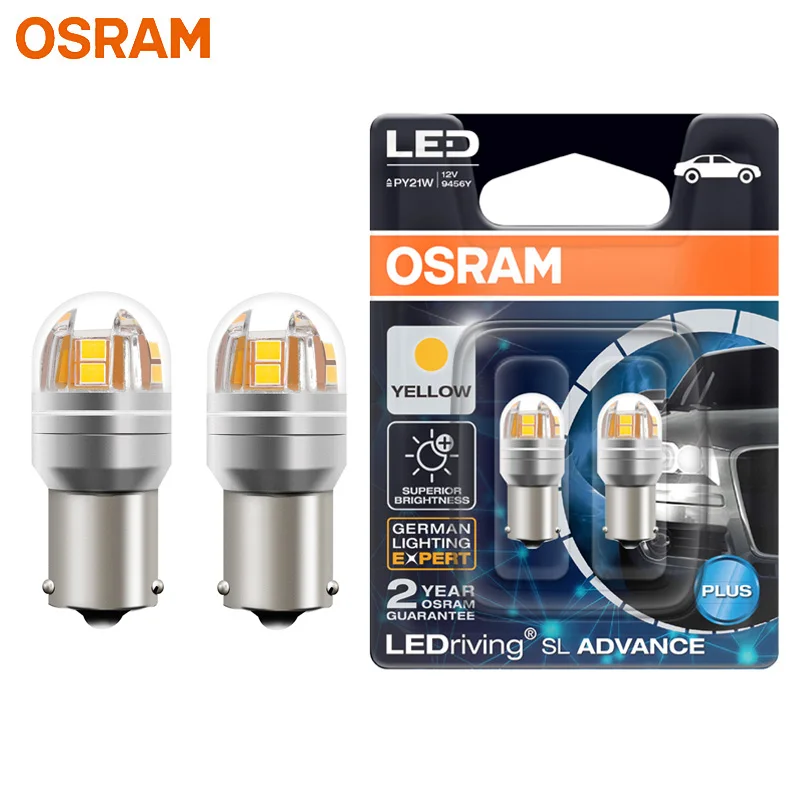 OSRAM Upgrade S25 PY21W LEDriving SL Advance 1156 9456Y 12V 2.5W Original Yellow Car Turn Signal Brake Stop Position Lamp Bulb
