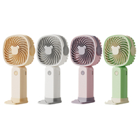 Portable USB Chargeable Mini Fan Handheld Fans with Base Summer Outdoor 3 Speed Adjustable Air Cooling Fan with Phone Holder