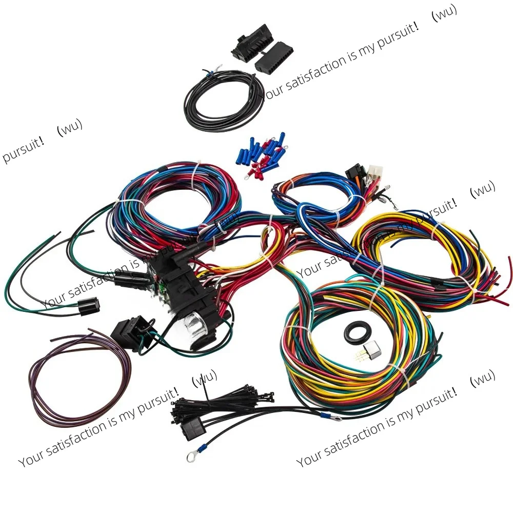 For GMC For Chevy Universal Headlights 21 Circuits Wiring Harness &17 Fuses With Plug Connector