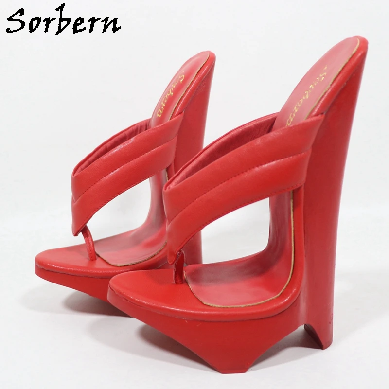 Sorbern Customized 22Cm High Heel Slippers For Women Flip Flop Slides Open Toe Special Arch