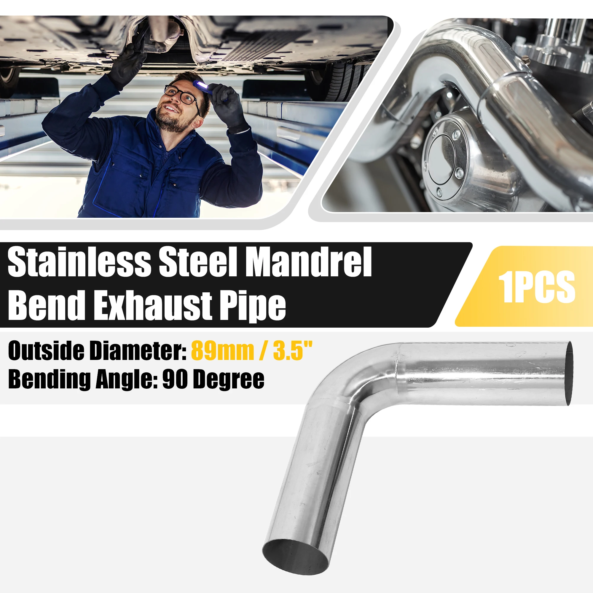 

UXCELL Exhaust Pipe 51mm 57mm 63mm 76mm 89mm OD Car Mandrel Bend Exhaust Tube Pipe T304 Stainless Steel Universal