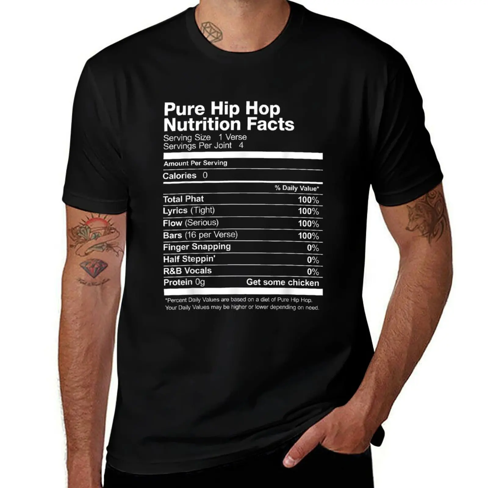 Pure Hip-Hop Nutrition Facts T-Shirt Anti-Pilling Casual T-Shirt