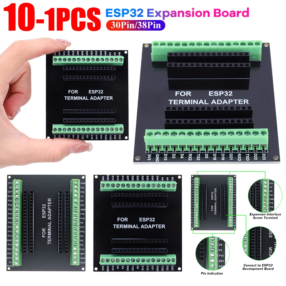 1-10PC ESP32 Expansion Board CP2102 NodeMCU-32S Lua 30Pin/38Pin GPIO 1 Into 2 Dual Core CPU GPIO WiFi Bluetooth Low Power Module