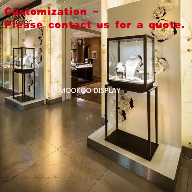

custom.High End Custom Glass Showcase Stainless Steel Jewelry Display Cabinet