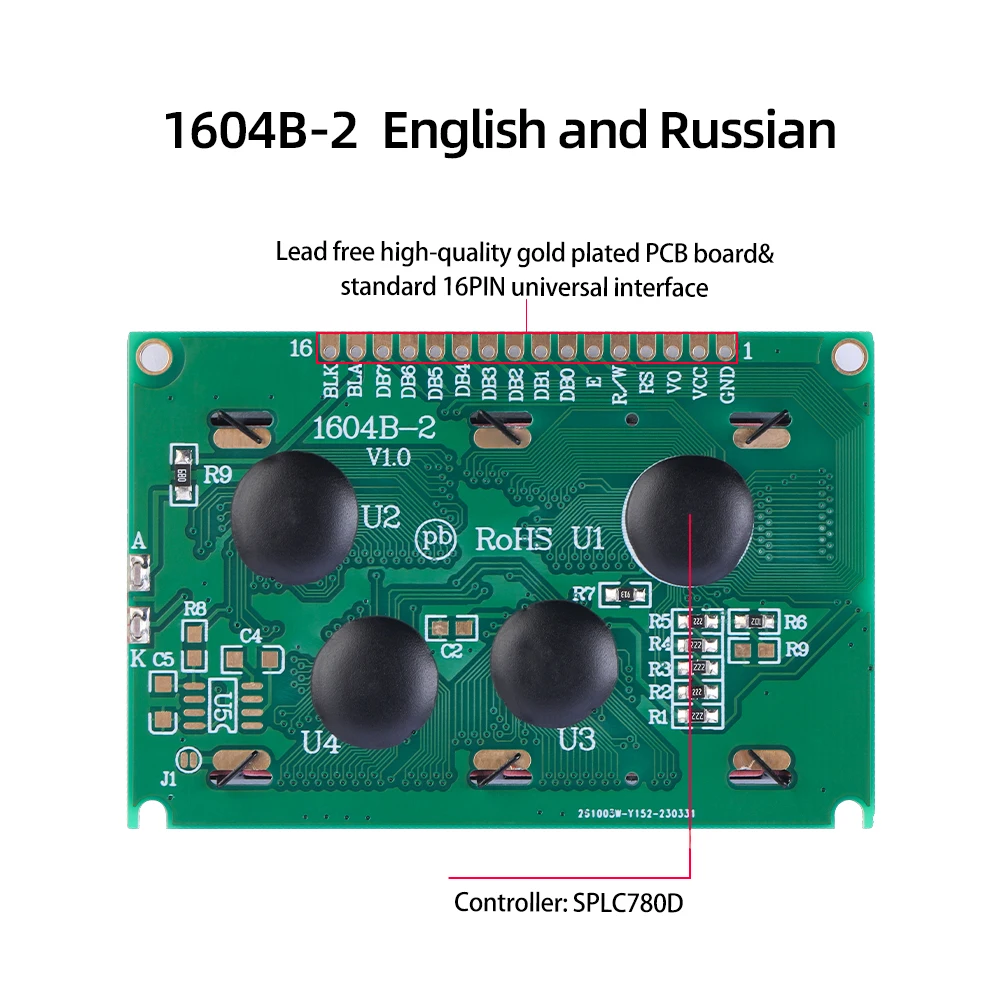 Imagem -02 - Lcd Controlador de Tela de Alto Brilho Módulo Spot Inglês e Russo 1604b2 Splc780d Luz Laranja Texto Preto