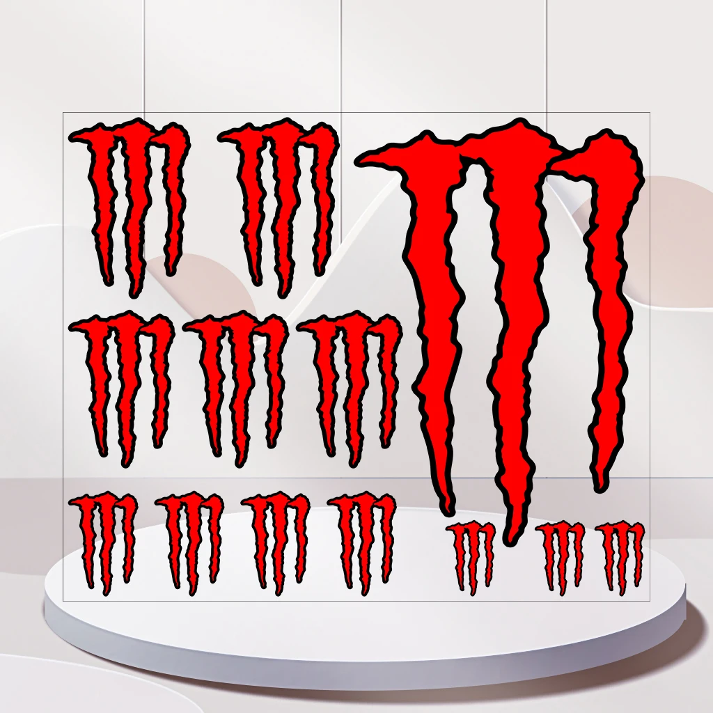 레이싱 몬스터 에너지 스티커 오토바이 탱크 반사 레드 데칼