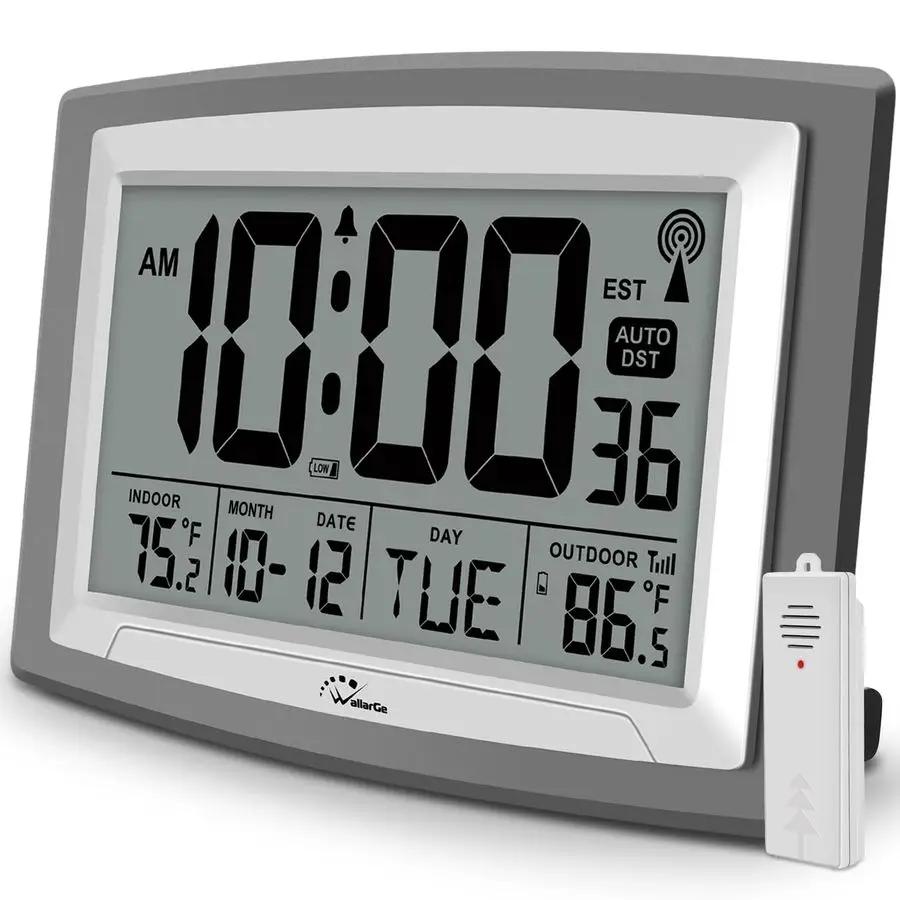 SelfSetting Atomic Wall Clock with Indoor Outdoor Temperature