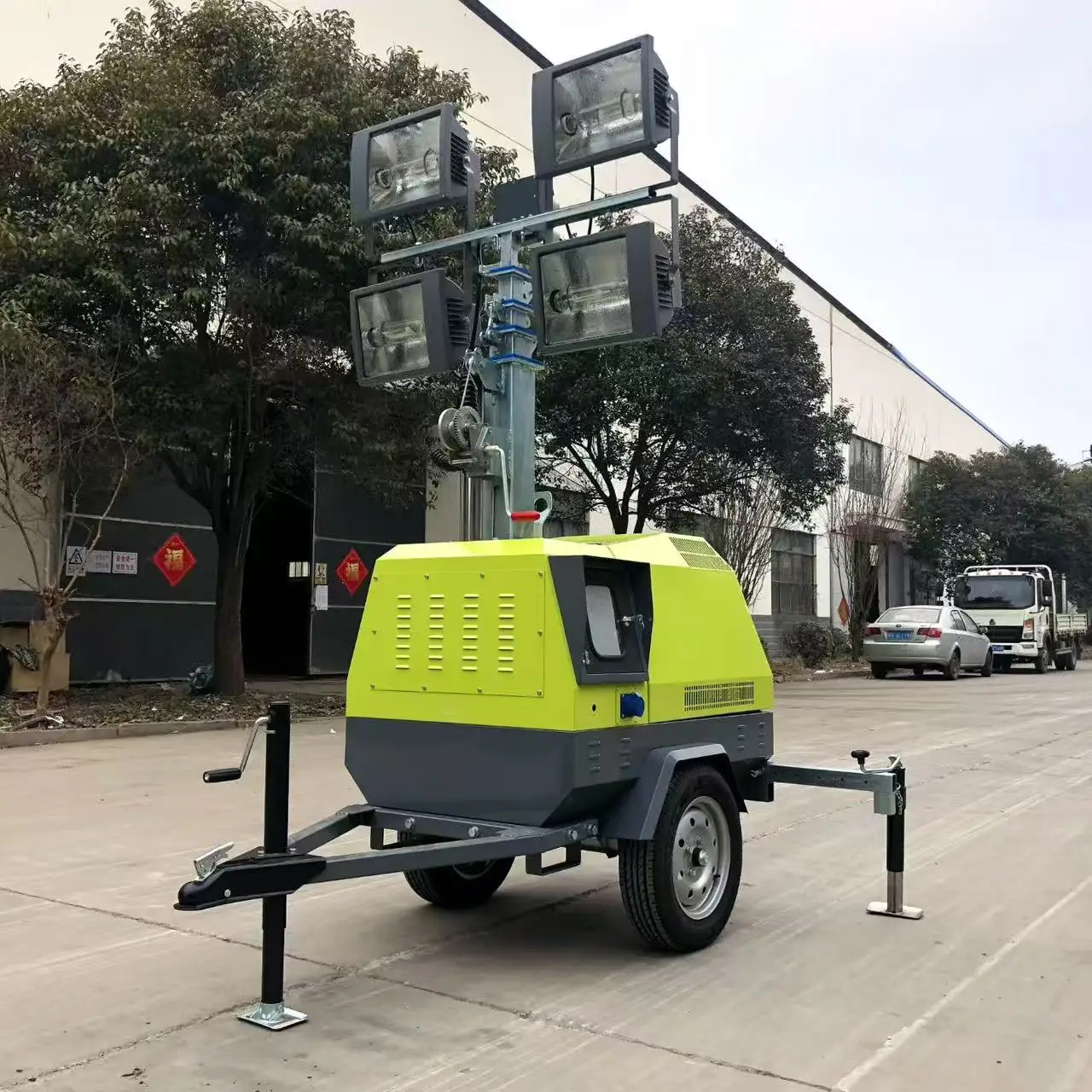 Mobile Light Tower Anti-corrosion Metal Frame Foldable Light Mast Simple Operation Emergency Rescue Flood Lighting Equipment