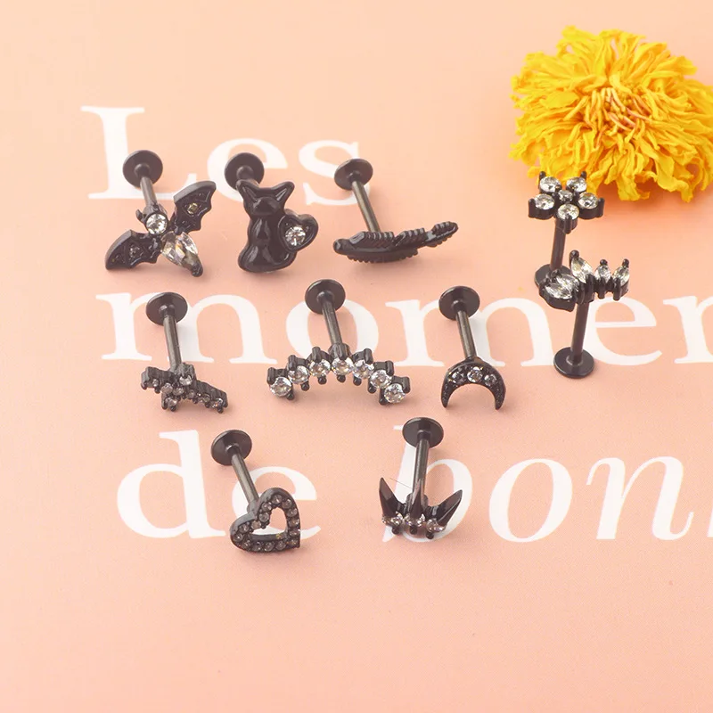 قضبان ثقب لسان من الفولاذ المقاوم للصدأ للرجال والنساء ، مجوهرات ثقب الجسم بالزيت بالتنقيط ، 1 صانعة