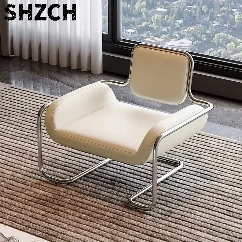 Single Chair Special-shaped Chair Nordic Designer Medieval Stainless Steel Light Luxury Minimalist Living Room Reception Leisure