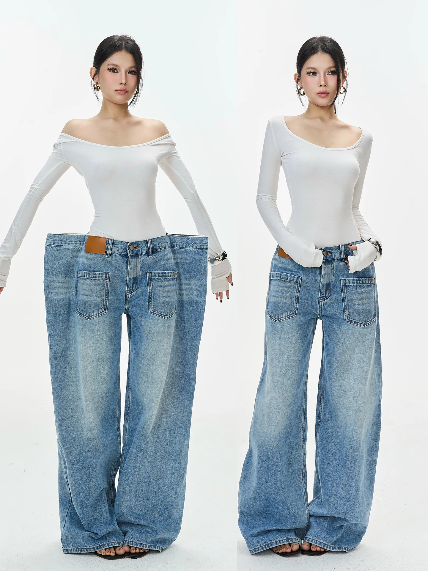 

Свободные джинсы с широкими штанинами и низкой посадкой, длинные, повседневные, удобные, женские, из денима, весенняя мода, свободный крой