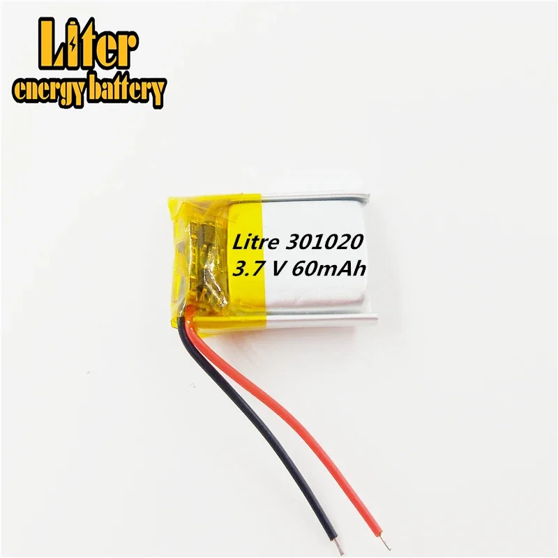 50pcs 3.7V 60mAh 301020 Lithium Polymer Li-Po li ion Rechargeable Battery For Mp3 MP4