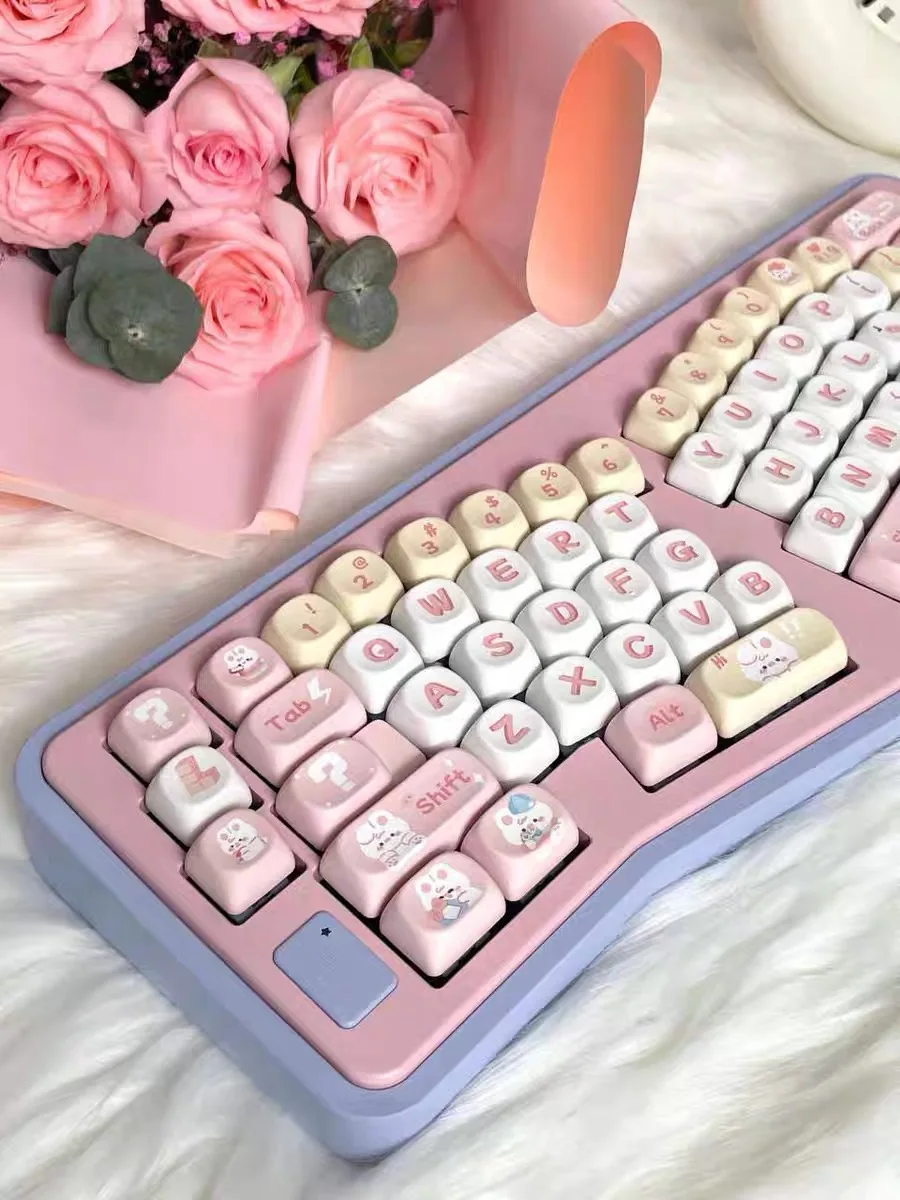 Imagem -05 - Moa Keycaps para Meninas Keycap Teclado Mecânico Cute Square Keycaps Sublimação Térmica Acessórios Presente 140 Chaves