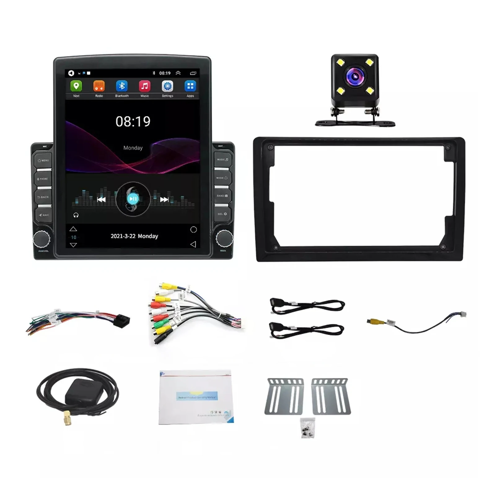 

Black Android Double Din Car Stereo Future Of In-Car Entertainment With 12LED Rearview Android 13