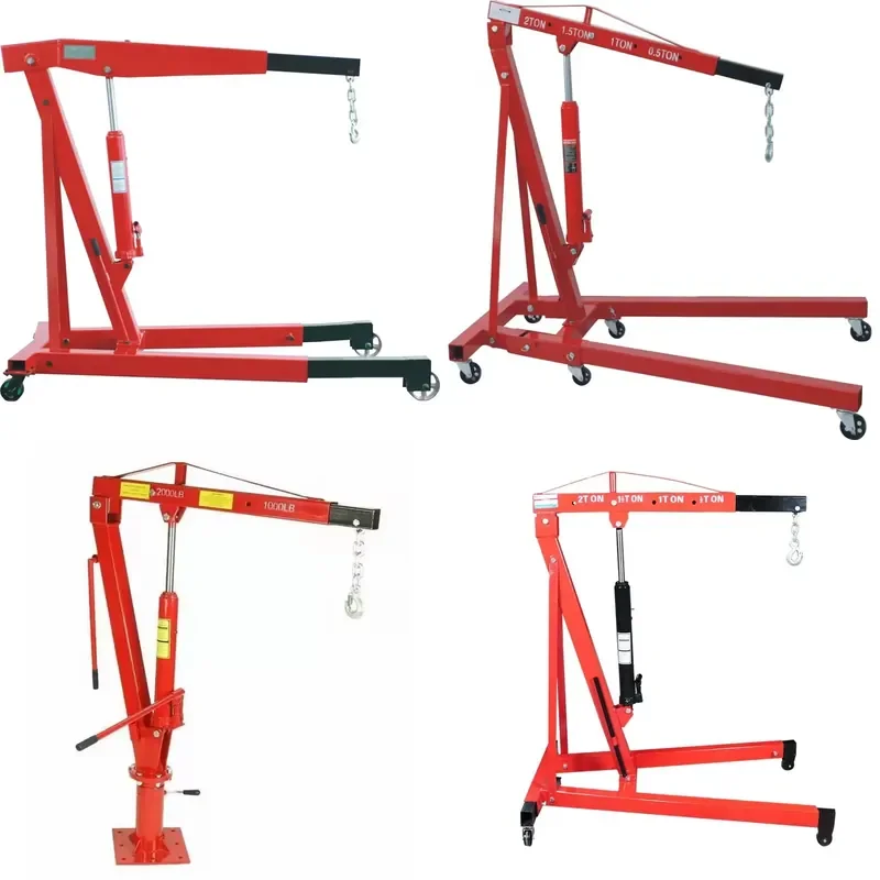 Folding Mobile Manual Hydraulic Lift Workshop Engine Crane 2T 3T Selection