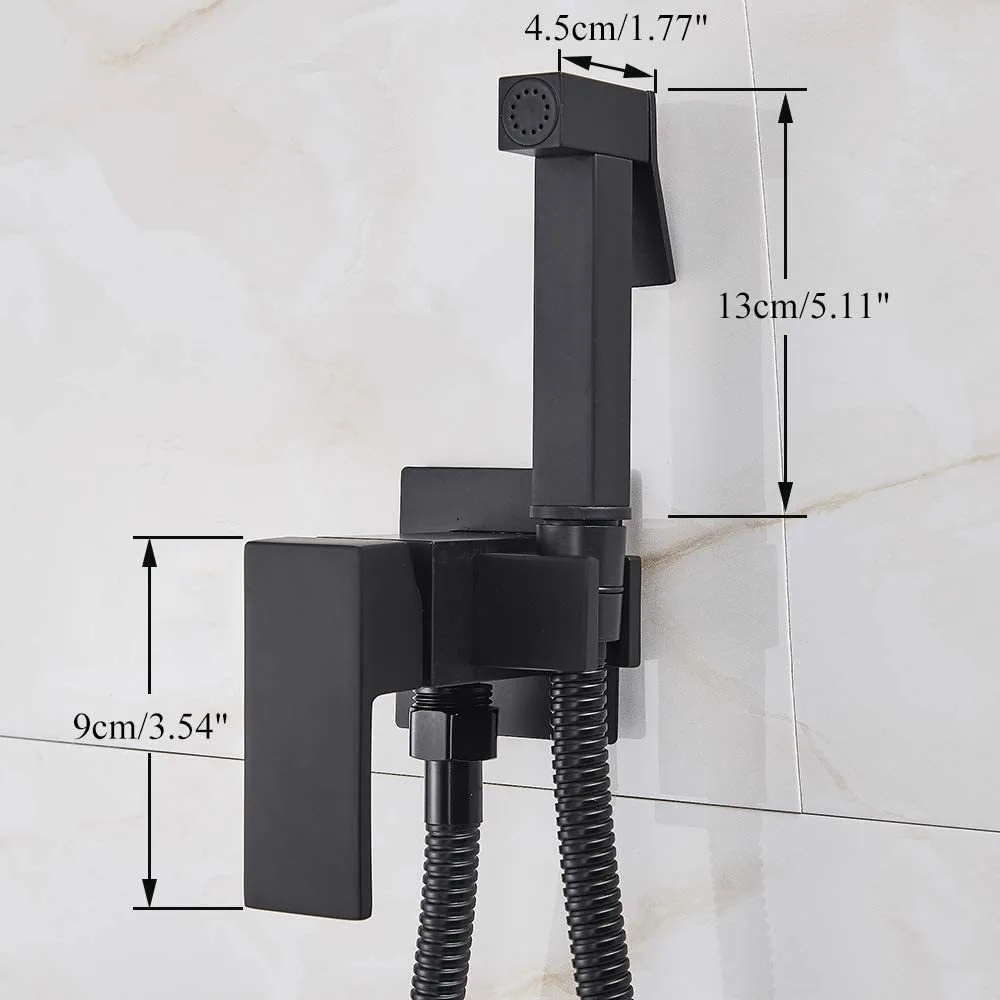 Brass Bidet Faucet Single Cold Water Tap Handheld Bidet Spray Shower Set Toilet Shattaf Sprayer Douche Hygienic Shower Black image 4