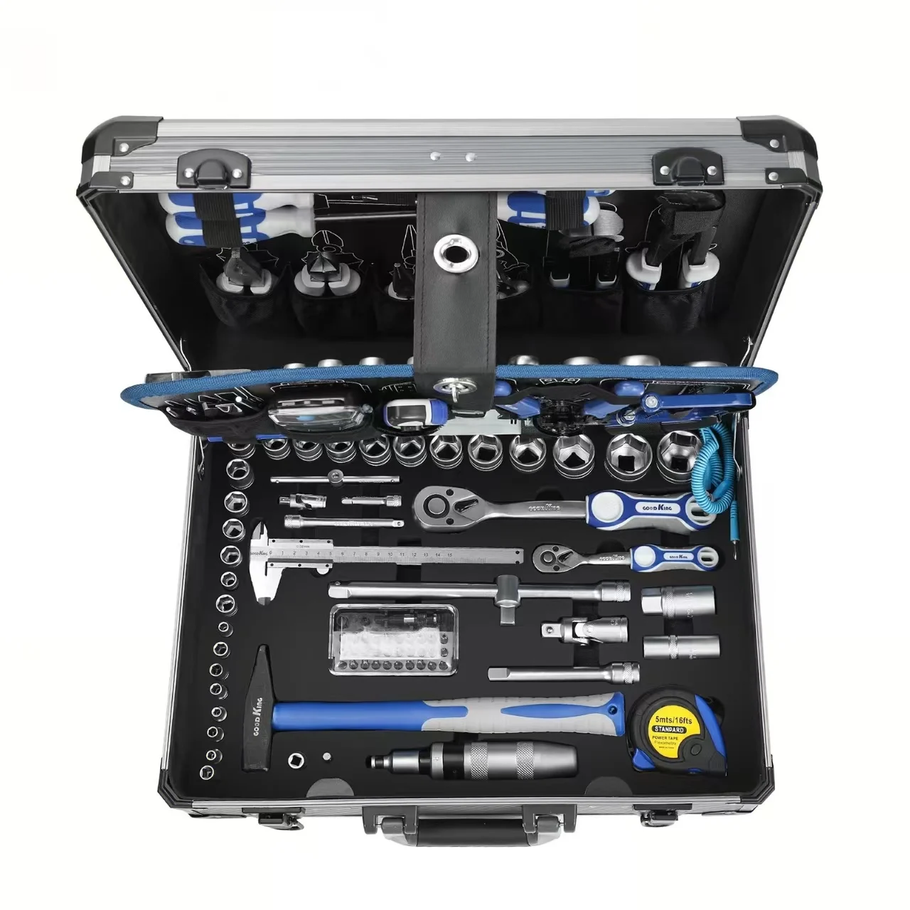 127pcs Professional Aluminum Case Household Set 72T Ratchet Wrench Pickaxe CR-V Customizable OEM Hard Case Minimum Order 1 Set
