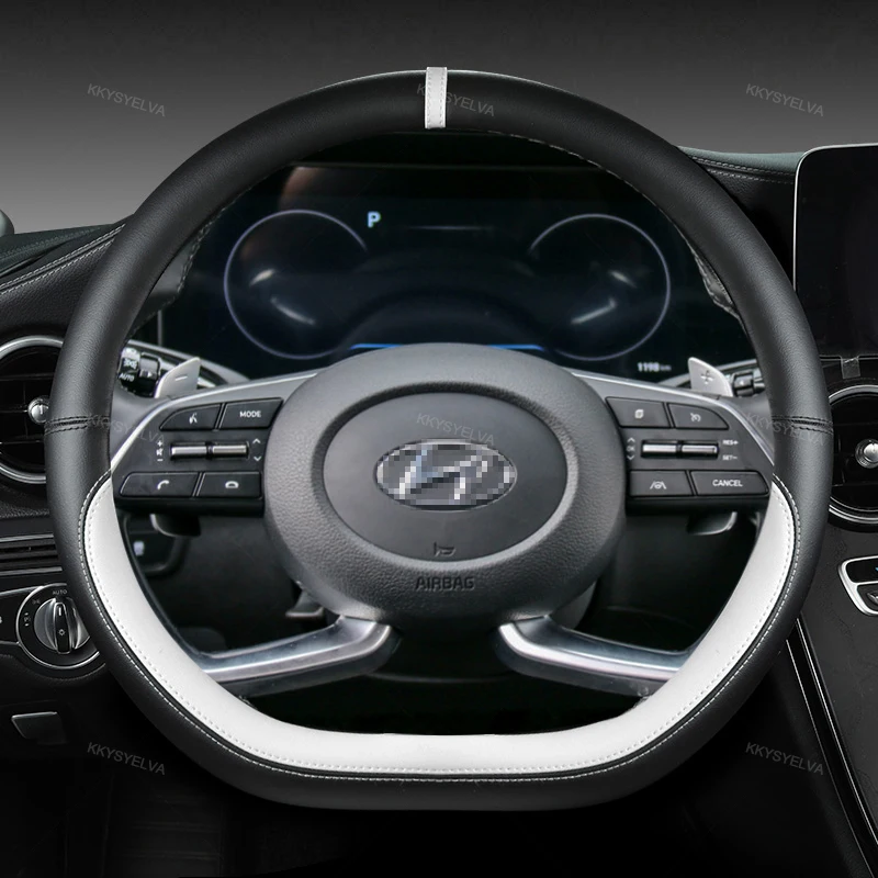 Microfiber Leather D Shape Car Steering Wheel Cover For Hyundai Creta II 2021 2022 Auto Accessories