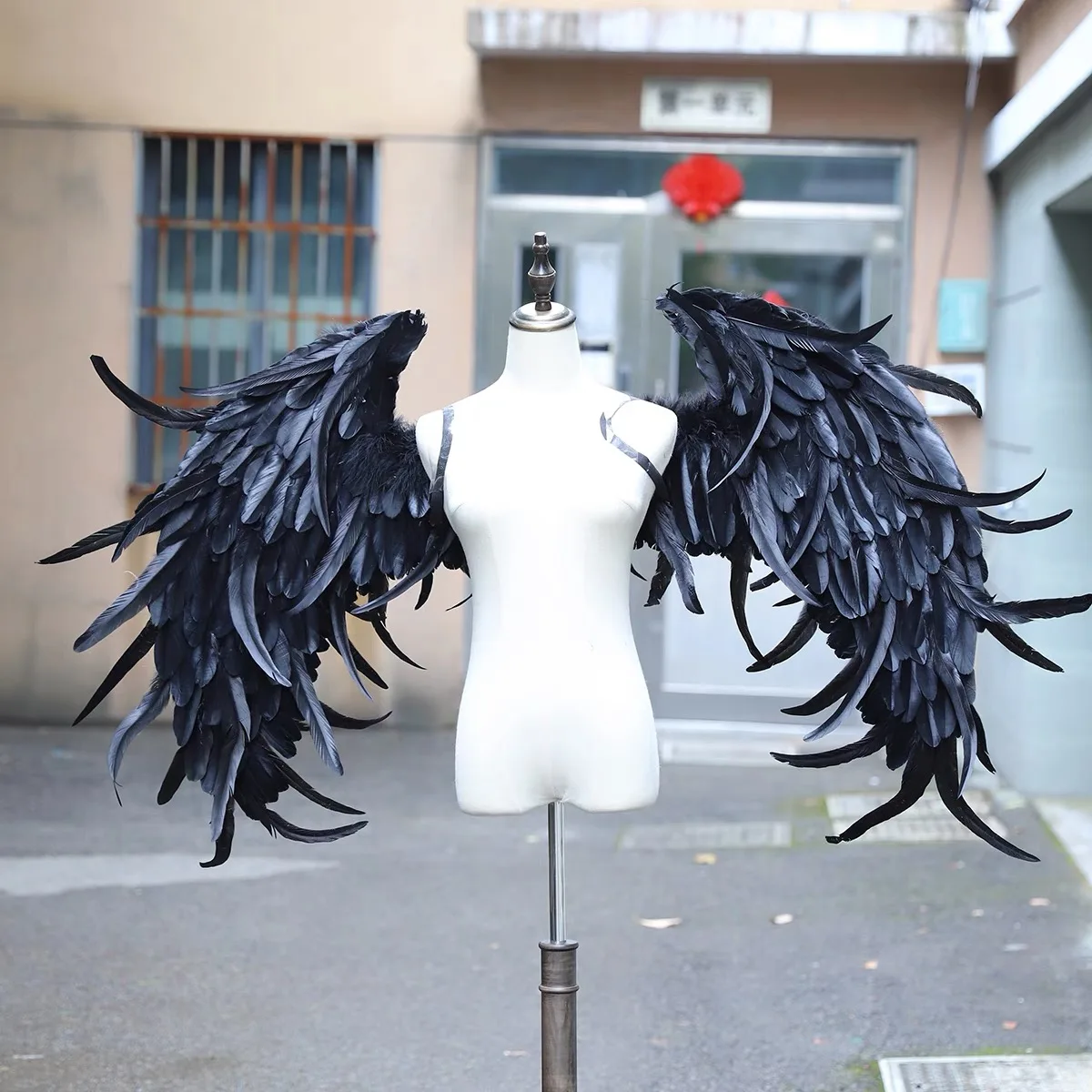 Angel Feather Black Wings Shoulder Strap Halloween Costume Handmade Party Props Stage Performance Layout Wings