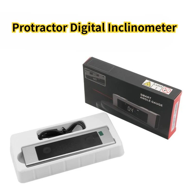 Protractor Digital Inclinometer, Angle Measure Laser Ruler with Bi-directional Red Light Marking, Dual-Screen Angle Finder