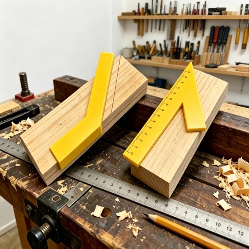 2Pcs 45 Degree Woodworking Angle 3D Stop Plastic Ruler Precision Marking  Cutting Guide Precision Corner Ruler for DIY Carpenter